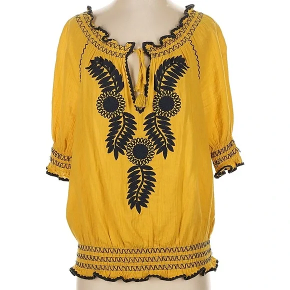 TORY BURCH Mari Peasant/Boho Top, 💯% Cotton - Picture 8 of 12